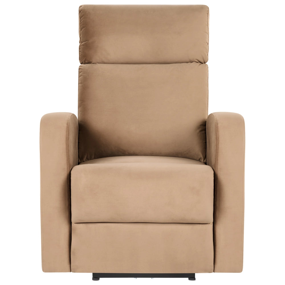 Set divano reclinabile elettrico a 2 posti rivestito in velluto marrone chiaro, poltrona e divano, design moderno, funzione relax