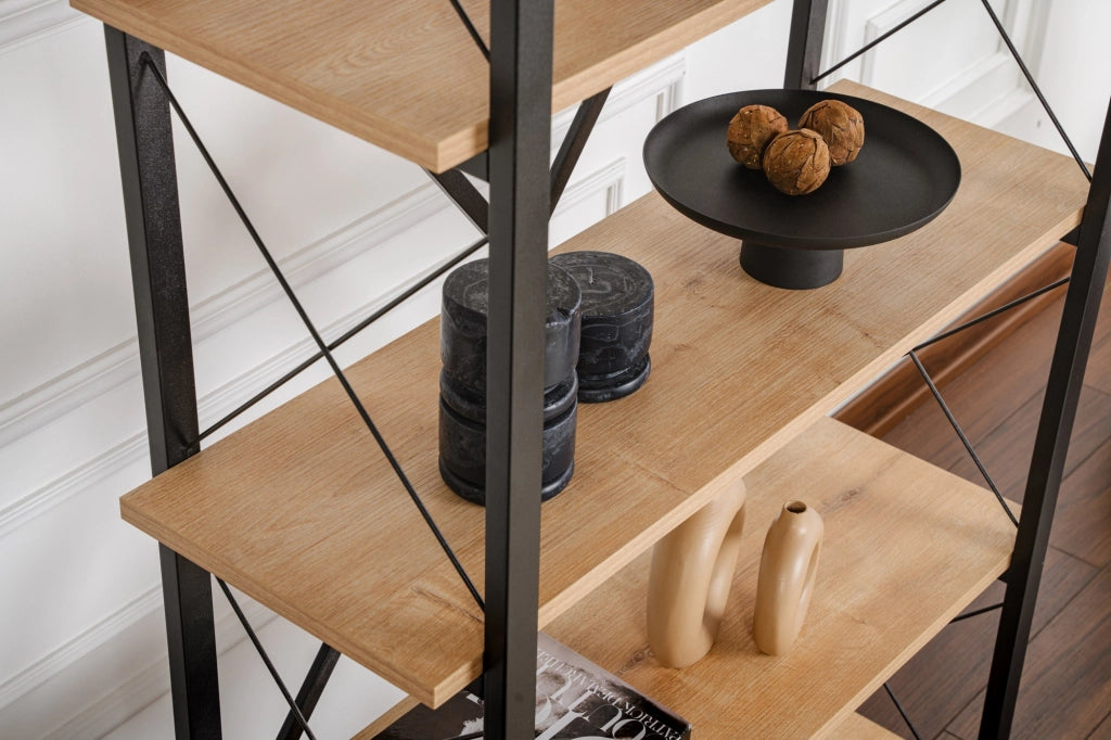 Libreria in legno "Elysian" - 90 x 33 x 180 cm - Rovere Nero