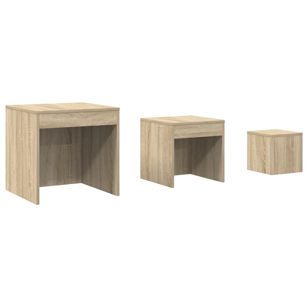 Tavolini Impilabili 3 pz Rovere Sonoma in Truciolato 808597