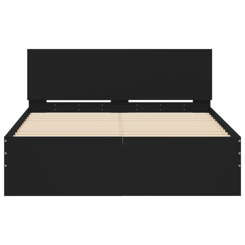 Letto matrimoniale | Letto per adulti | Giroletto con Testiera Nero 120x190 cm