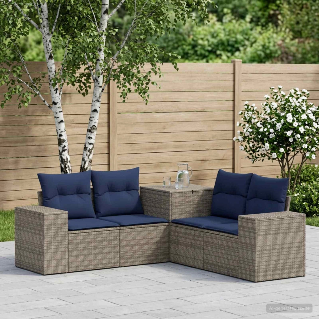 Set di divani 5 pz Grigio e Blu Navy 200 x 200 x 85 cm 3447921
