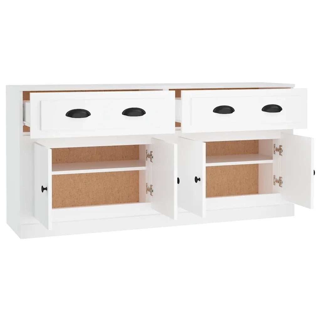 Credenze 2 pz | Madia | Buffet da pranzo | Armadio da pranzo Bianche in Legno Multistrato