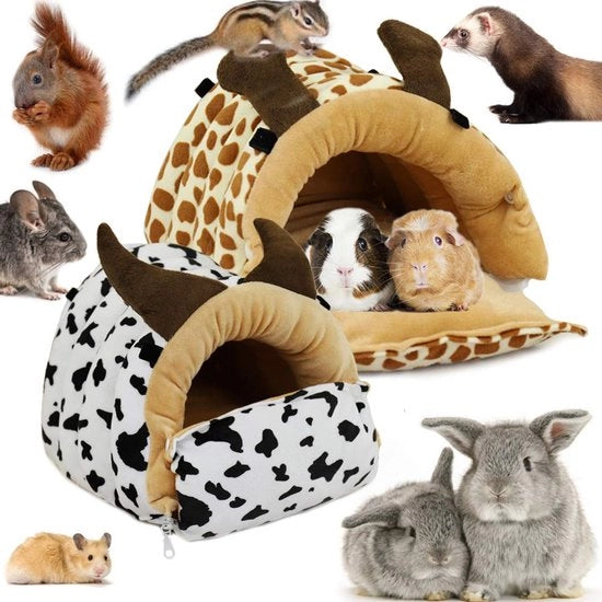 Due pezzi di letto per gattini in pluche per casa, casa giocattolo per piccoli animali, gabbia per coniglio, scoiattolo, gerboa, chinchilla, cervo.
