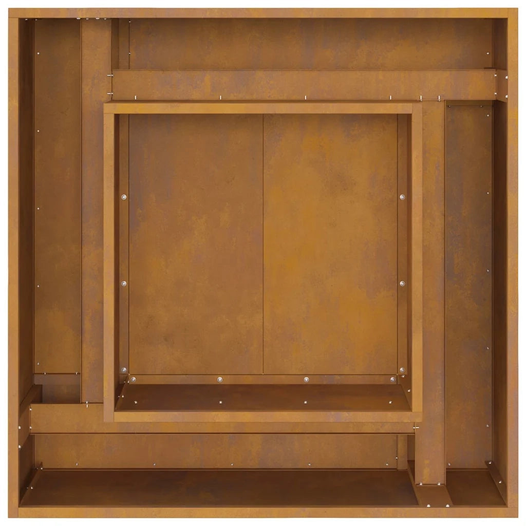 Focolare-Stufa-Camino Marrone 80 x 80 x 40 cm acciaio corten 657249