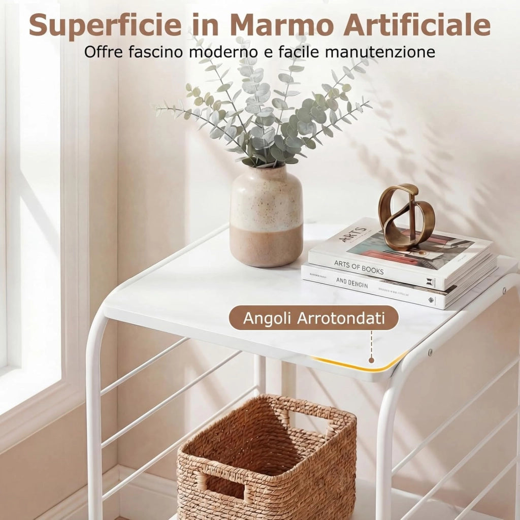 Libreria Girevole a 4 Ripiani, Torretta Libreria Rotante a 360° con Struttura in Metallo, Scaffale d'Angolo Salvaspazio per Casa, Ufficio e Soggiorno, 40x40x115 cm (Bianco)