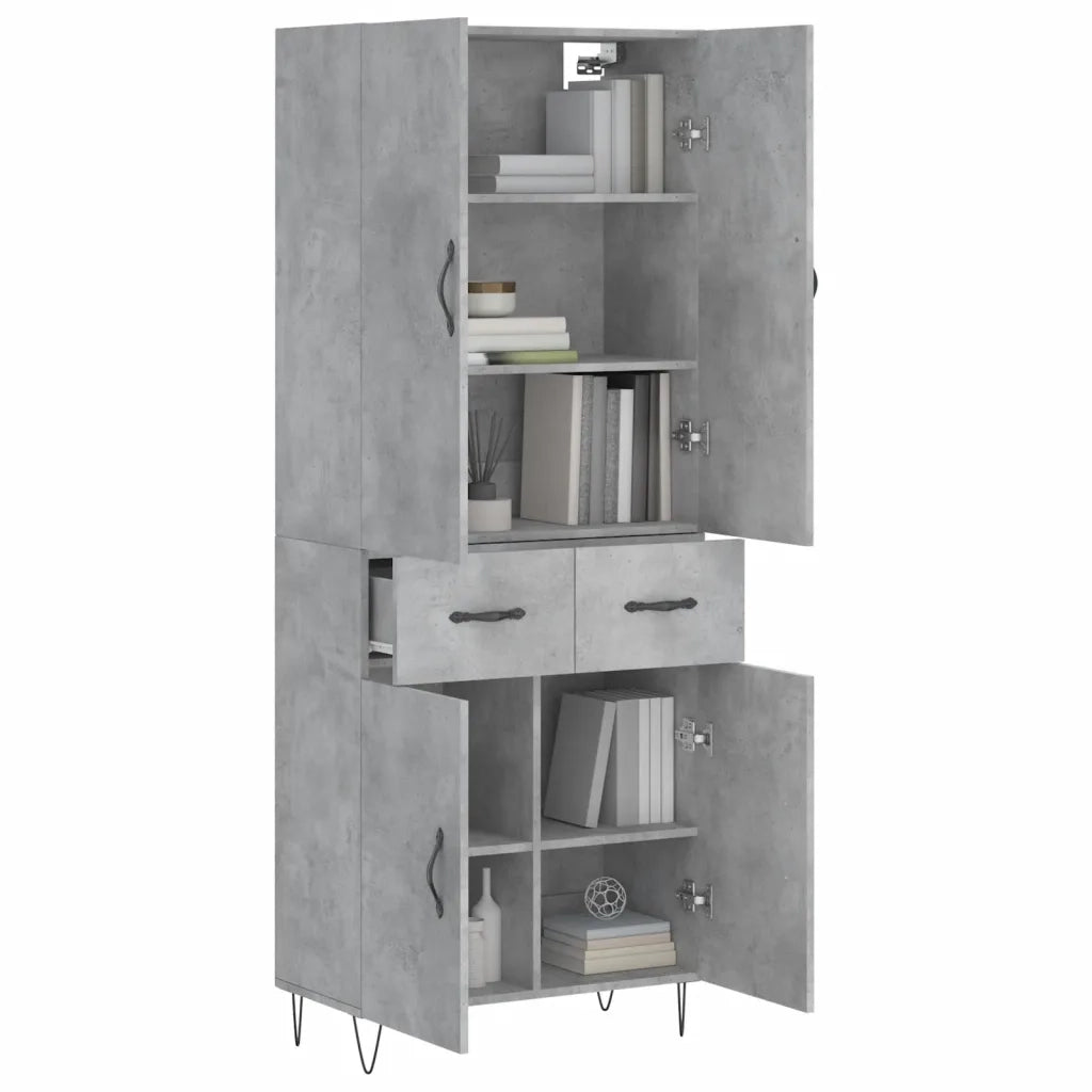 Credenza-Buffet-Armadio da cucina Grigio Cemento 69,5x34x180 cm in Legno Multistrato 441661