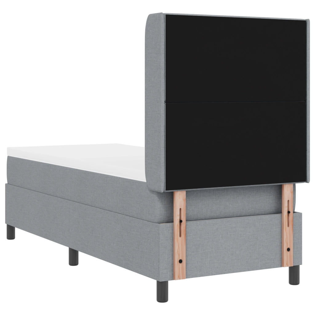 Letto Box Spring con Materasso Grigio Chiaro 80x200 cm Tessuto