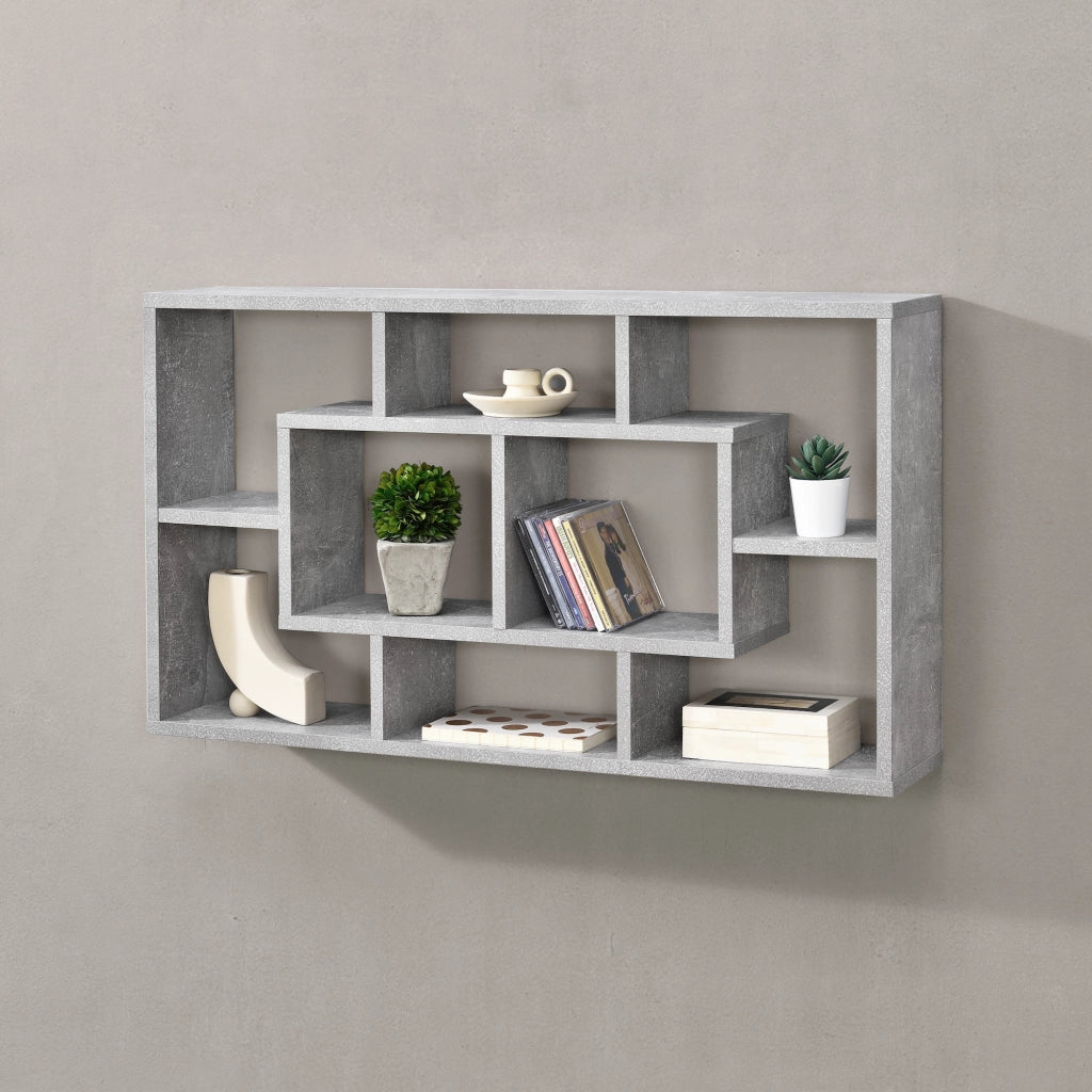 Mensola da Parete Saputit a 8 Scomparti Aperti 85 x 16 x 48 cm - Effetto Cemento [en.casa]