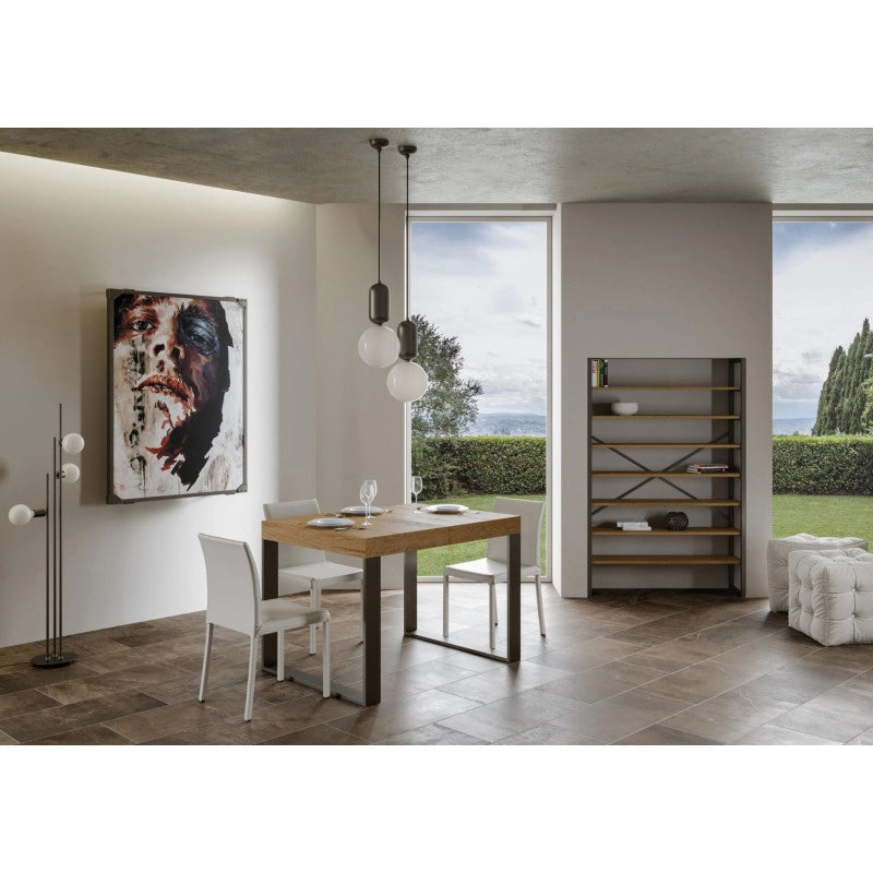 Tavolo allungabile 120/380x90 cm Tecno telaio Antracite - Quercia Natura