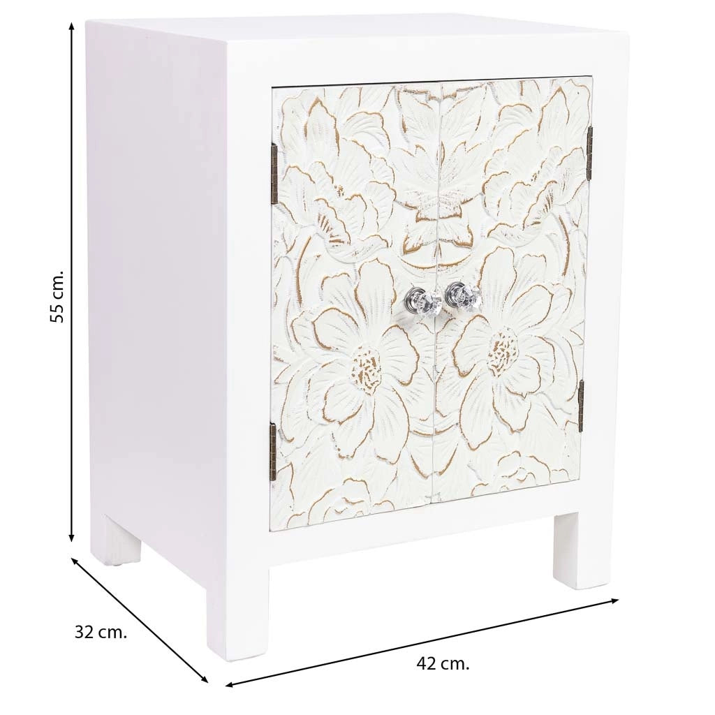 Tavolino in legno con 2 porte 42x32x55
