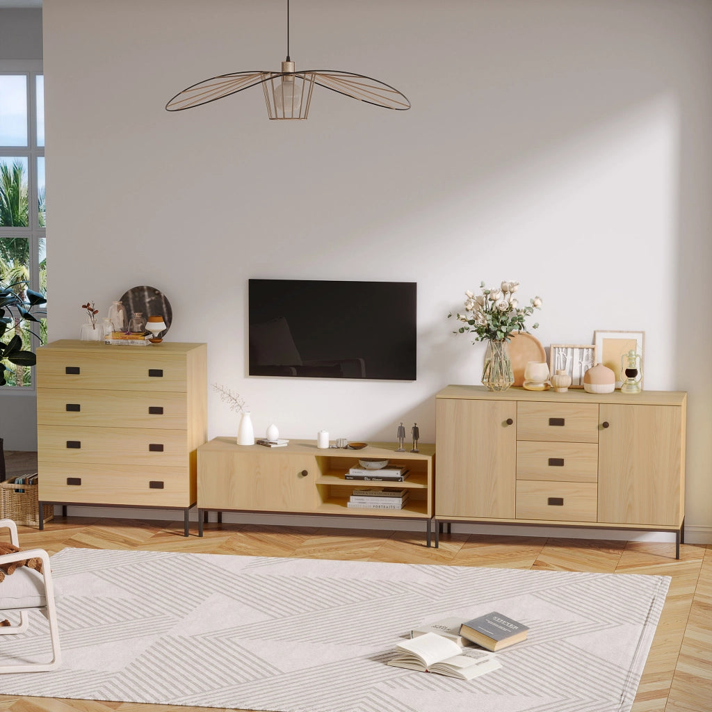 Cassettiera con ante e ripiani ¨C zephmum ¨C 120x39,5x77 cm