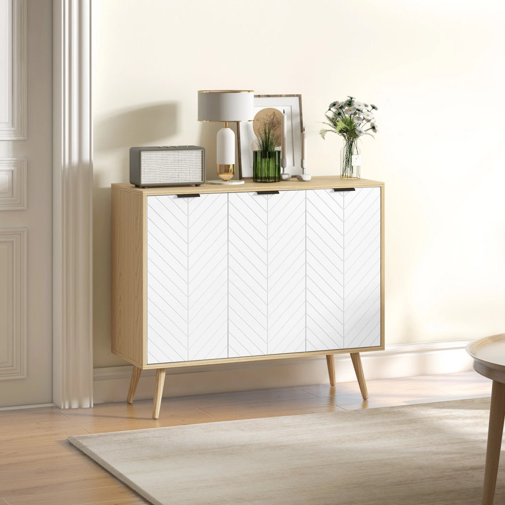 Credenza con ante e cassetti ¨C Zephmum ¨C Legno naturale 91.5x35x77.4 cm