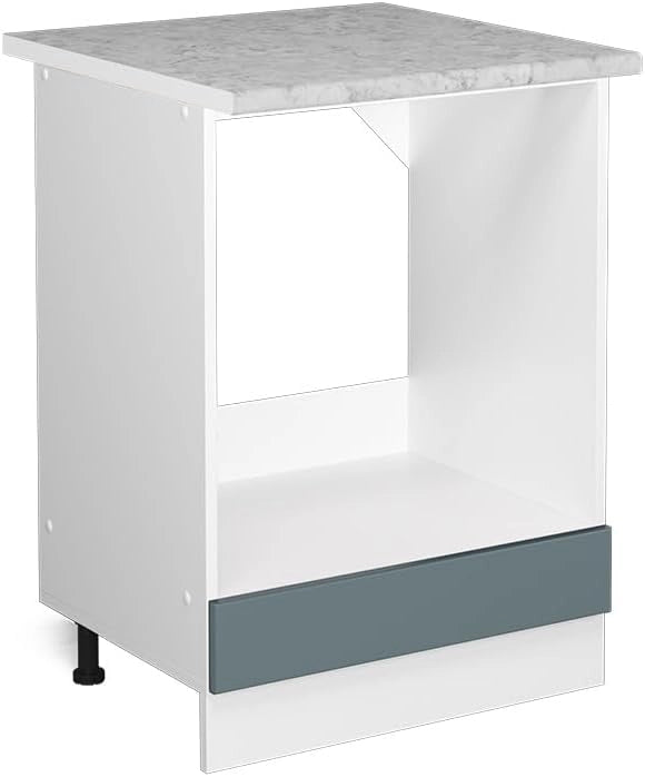 Base universale R-Line, Nero lucido, 60 cm con grande nicchia, senza piano di lavoro, per la conservazione di attrezzi per la pulizia e utensili domestici