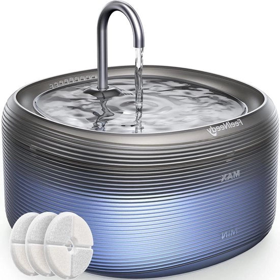 Fonte per Animali da Casetta - 3,2 l/1100 oz - Fonte per Animali con Filtro - Pomp Silenziosa - Senza BPA - Lampada di Indicazione a LED - Nero