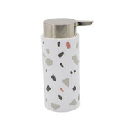 Trade Shop - Dispenser Portasapone Cilindrico Graniglia Bianco Multicolore In Plastica 69839 -