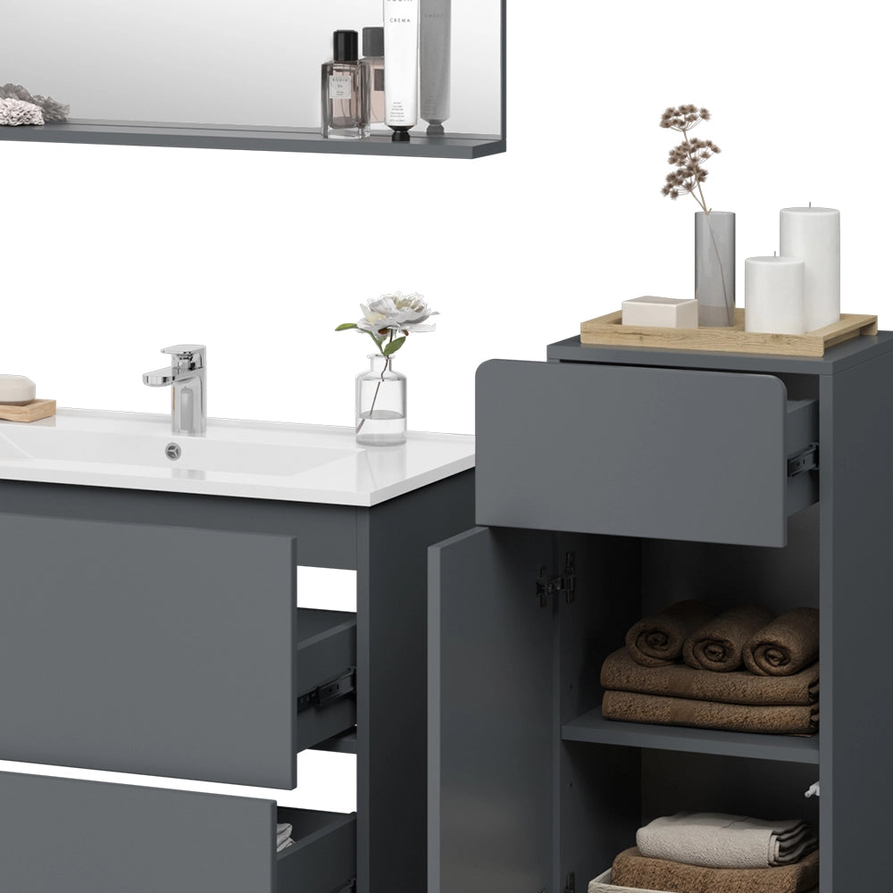 Vicco Set mobili bagno Grigio 4 pezzi con unità midi