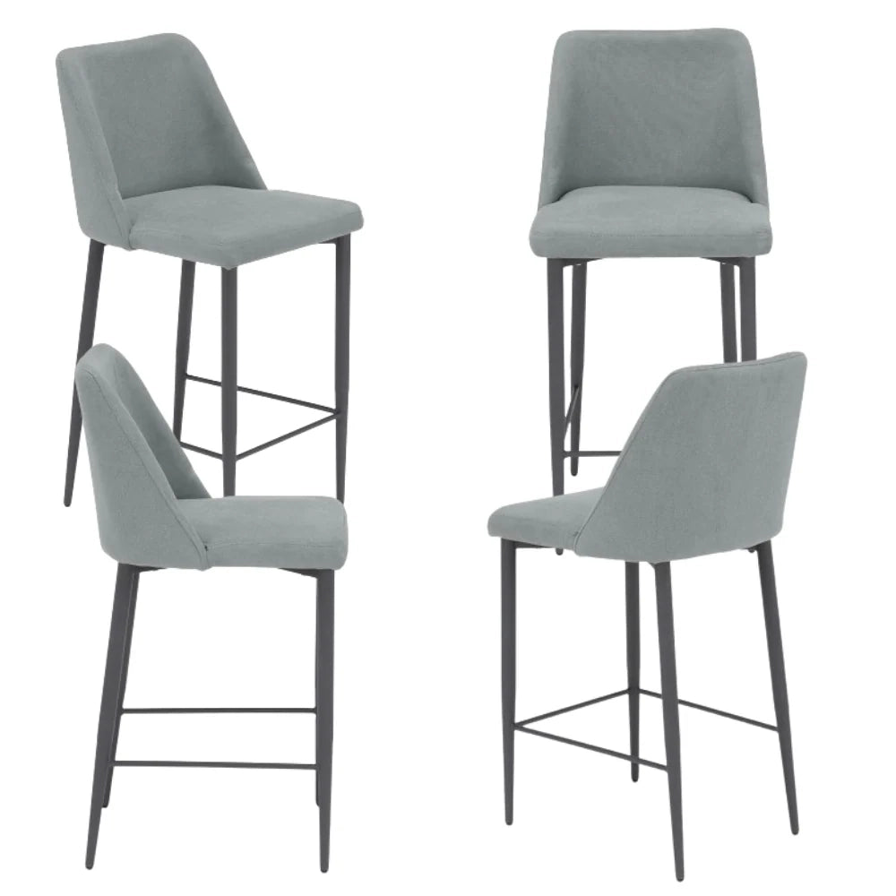 Set 4 Sgabelli Imbottiti ALEXIA MADE IN ITALY, H63 per sala da pranzo, cucina e soggiorno, gambe robuste in metallo effetto ghisa, rivestito con tessuto antimacchia idrorepellente colore Grigio