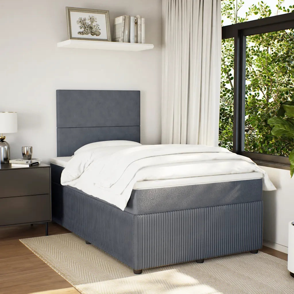 vidaXL Giroletto a Molle con Materasso Grigio Scuro 120x190 cm Velluto