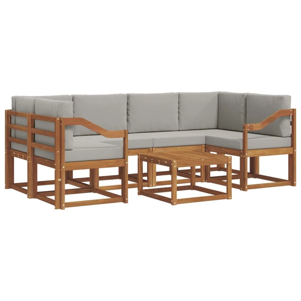 Set di divani da esterno 7 pcs Grigio Naturale e Chiaro