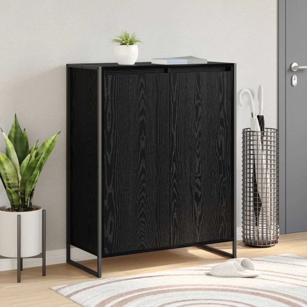 Mobile per scarpe con porta-Scarpiera Rovere Nero 79 x 36 x 100 cm