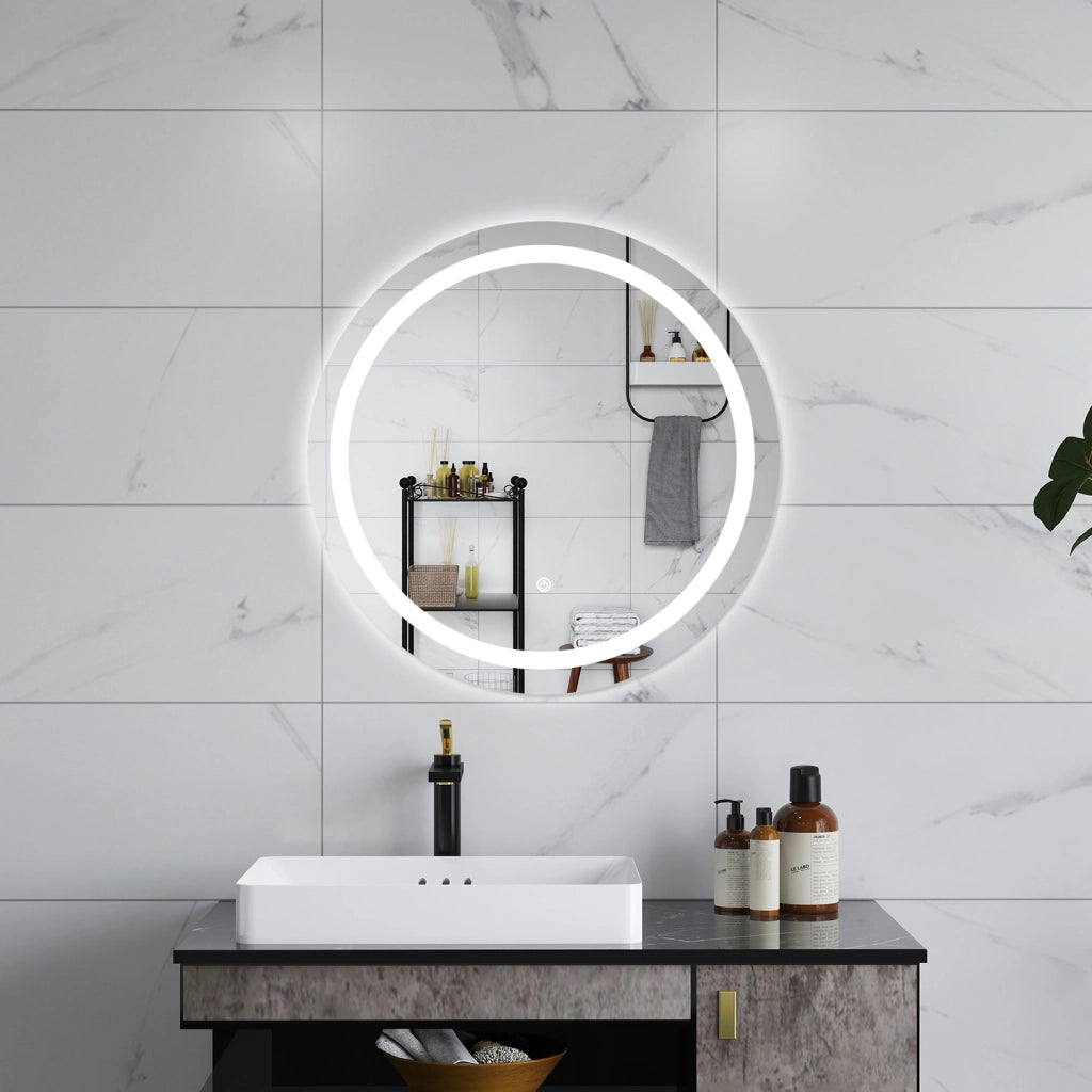 AICA Specchio da bagno 60 x 60 cm, antiappannamento, dimmerabile, interruttore touch, Funzione Memoria