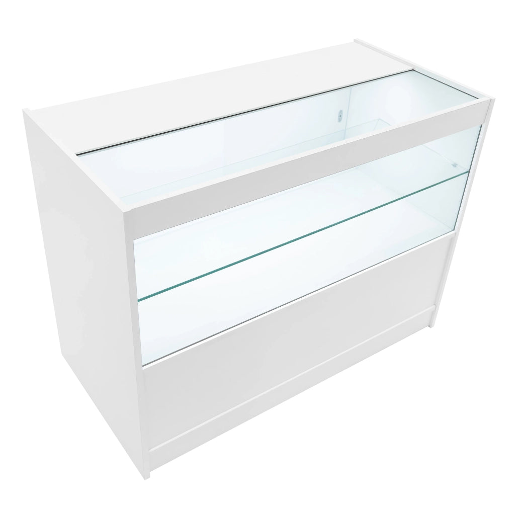 Set Bancone Bianco Hera LED K1200 C1200 CM60 con Serratura e Vetrina Espositiva