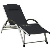 Lettino prendisole sedia a sdraio lettino prendisole letto da giardino mobili da esterno per patio con cuscino in textilene nero 02_0012563