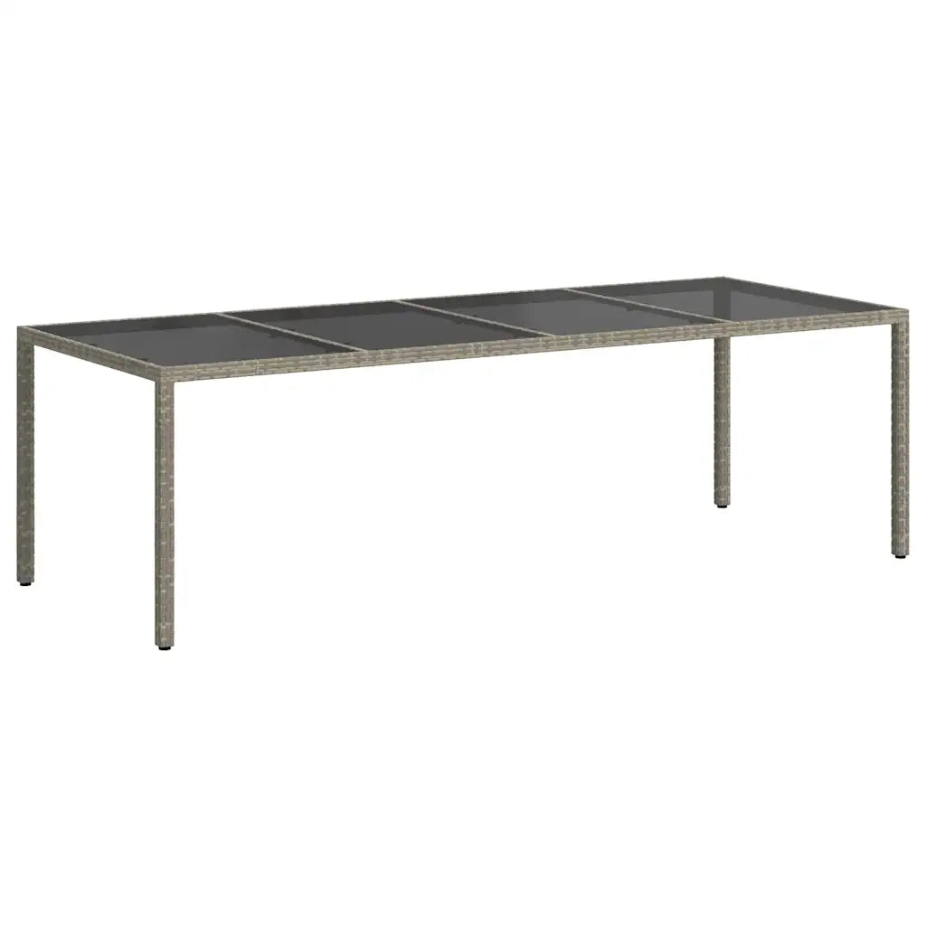 Tavolo Giardino Grigio 250x100x75cm Vetro Temperato Polyrattan 316727