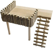 Piattaforma per Gatti in Legno con Scaletta per Arrampicata - Accessori per Gabbie - Giocattolo per Gatti con Piattaforma Verticale