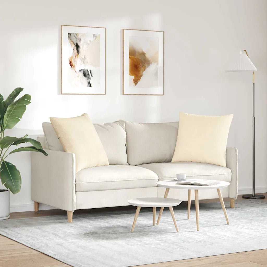 Cuscini da Divano 2 pz | Cuscini per sedie Crema 60 x 60 cm Tessuto in Cords