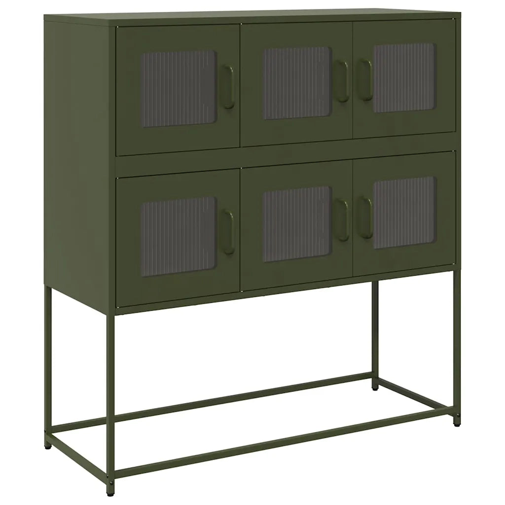 Credenza Verde Oliva 100,5x39x107 cm Acciaio Laminato a Freddo