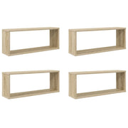 4 pz Mensole Parete | Mensola sospesa a Cubo Rovere Sonoma 60x15x23 cm Multistrato