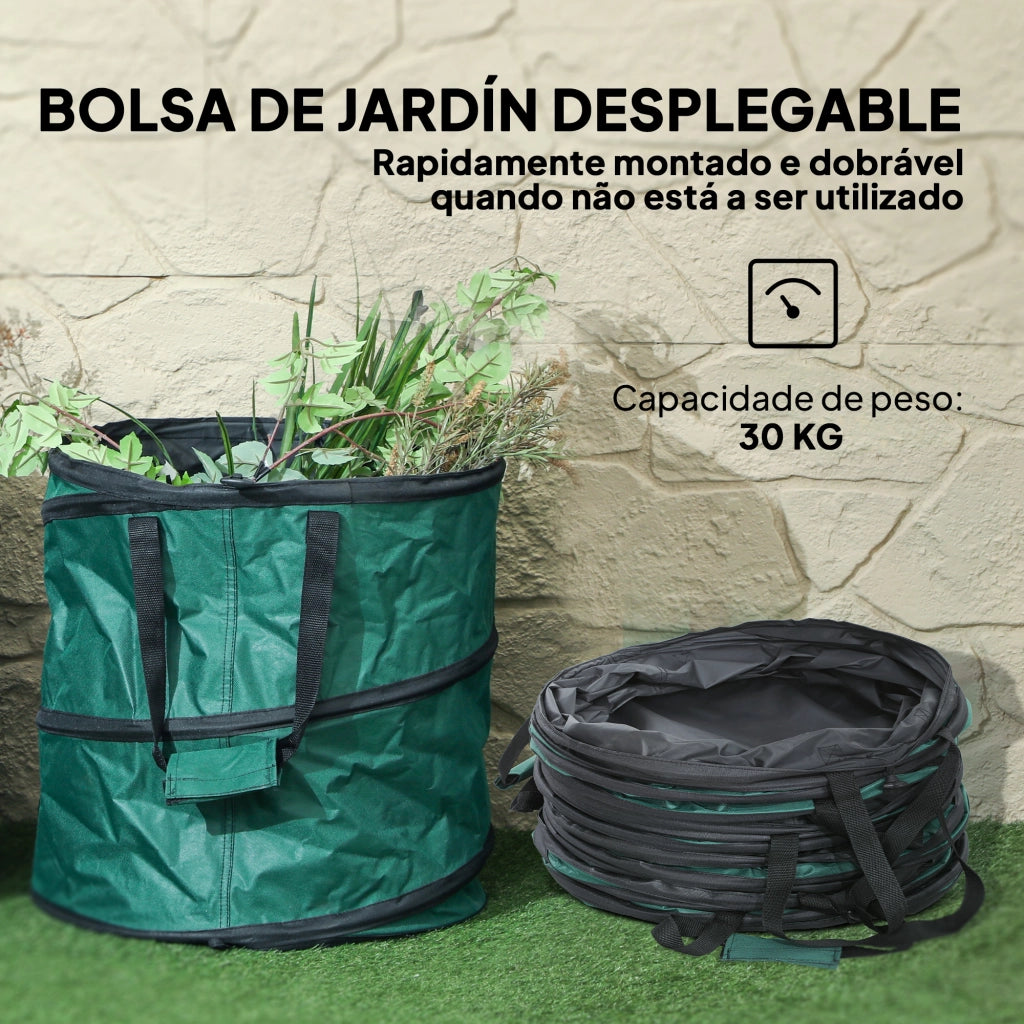 Set 4 Sacchi per Rifiuti da Giardino 86L ¨C Minimal ¨C Pieghevoli, Riutilizzabili, con Manici e Fissaggio a Bottoni