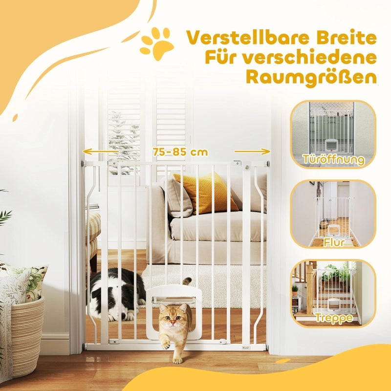 CANCELLETTO DI SICUREZZA regolabile 75-85 cm in plastica bianca con gattaiola
