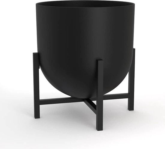 Piante in vaso metallico per interni - vaso per piante indoor - altezza 22 cm - colore nero