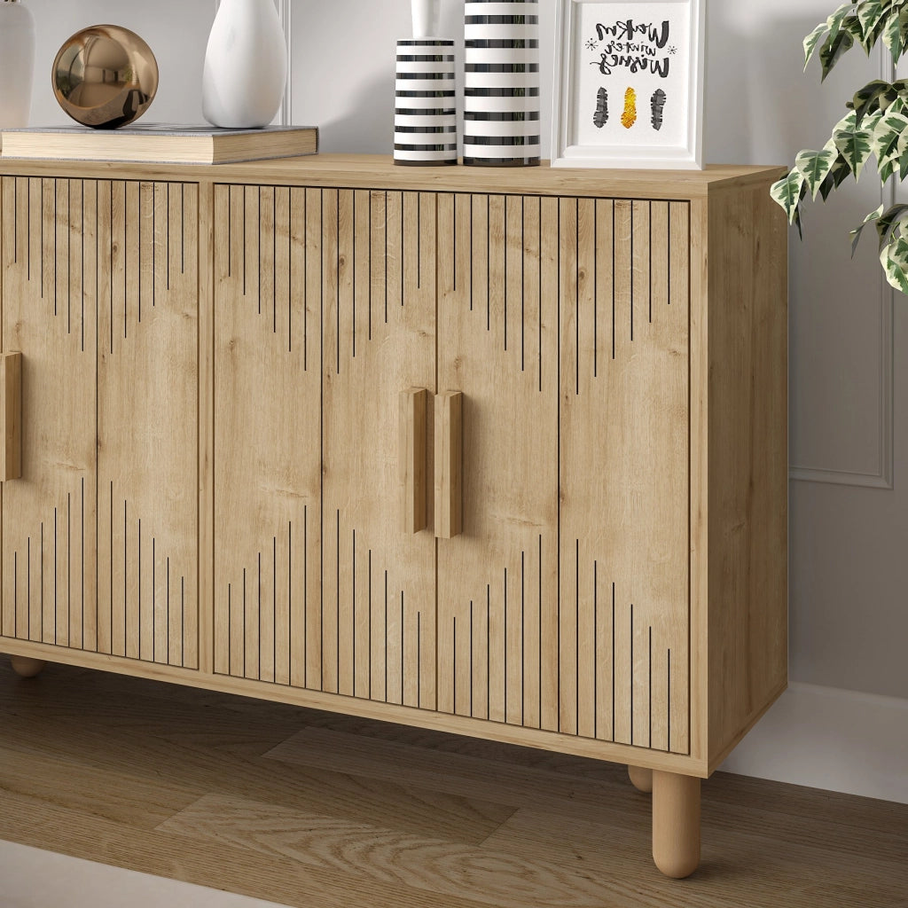 Credenza in legno "Roger" - 120 x 29 x 73 cm - Rovere Zaffiro