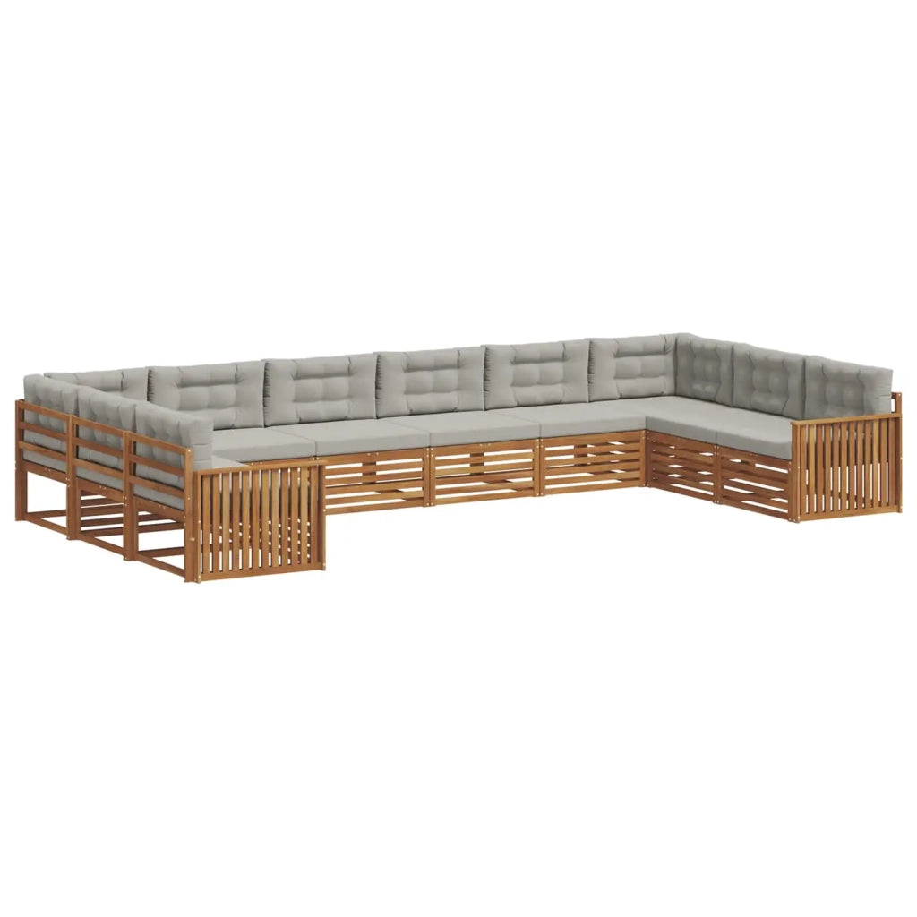 Set divani con cuscino 7 pcs Grigio Naturale e Chiaro