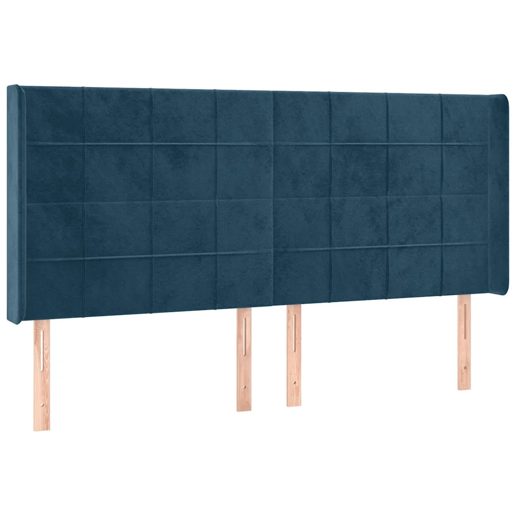 Testiera a LED Blu Scuro 203x16x118/128 cm in Velluto cod mxl 33793