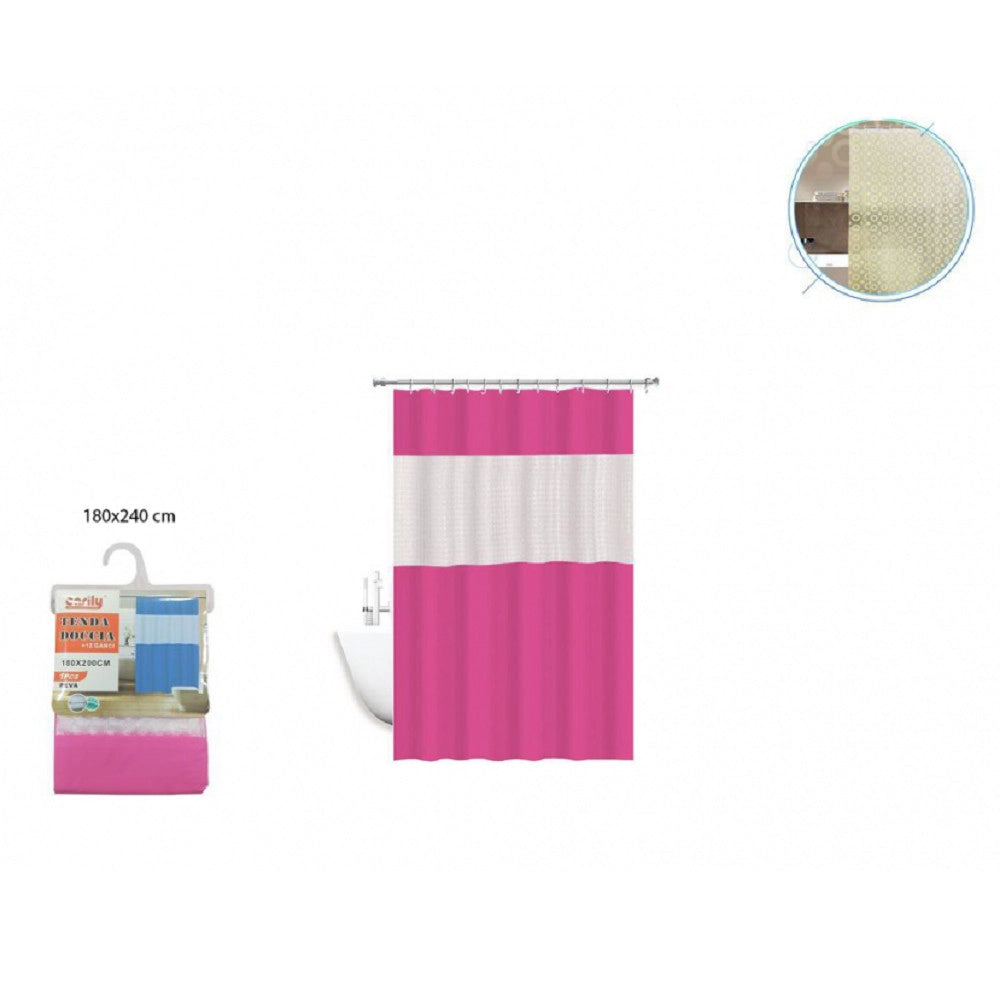 Trade Shop - Tenda Doccia Vasca Impermeabil Antimuffa Eva Rosa/fuxia Giuntura 180x240cm 52135 -