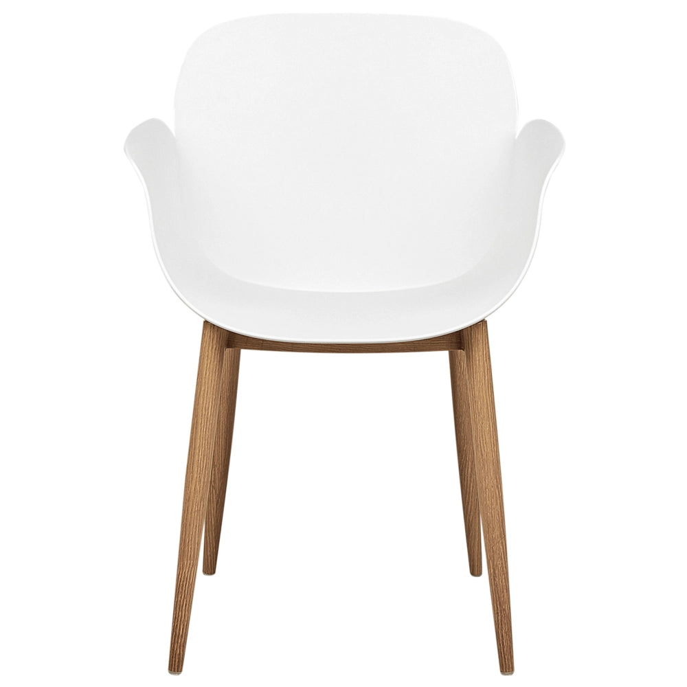 Set di 2 sedie da pranzo Sedute in plastica bianca Gambe in metallo per sala da pranzo cucina