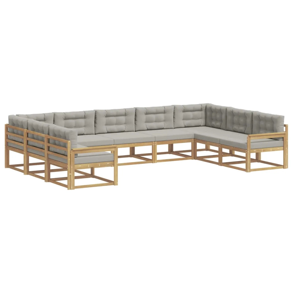 Set di divani da esterno 9 pz Bianco e Grigio Chiaro 3387025