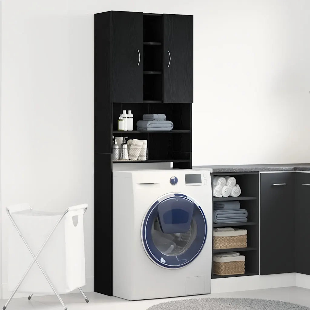 Mobile per Lavatrice Rovere Nero 64x25,5x190 cm CFW6938395