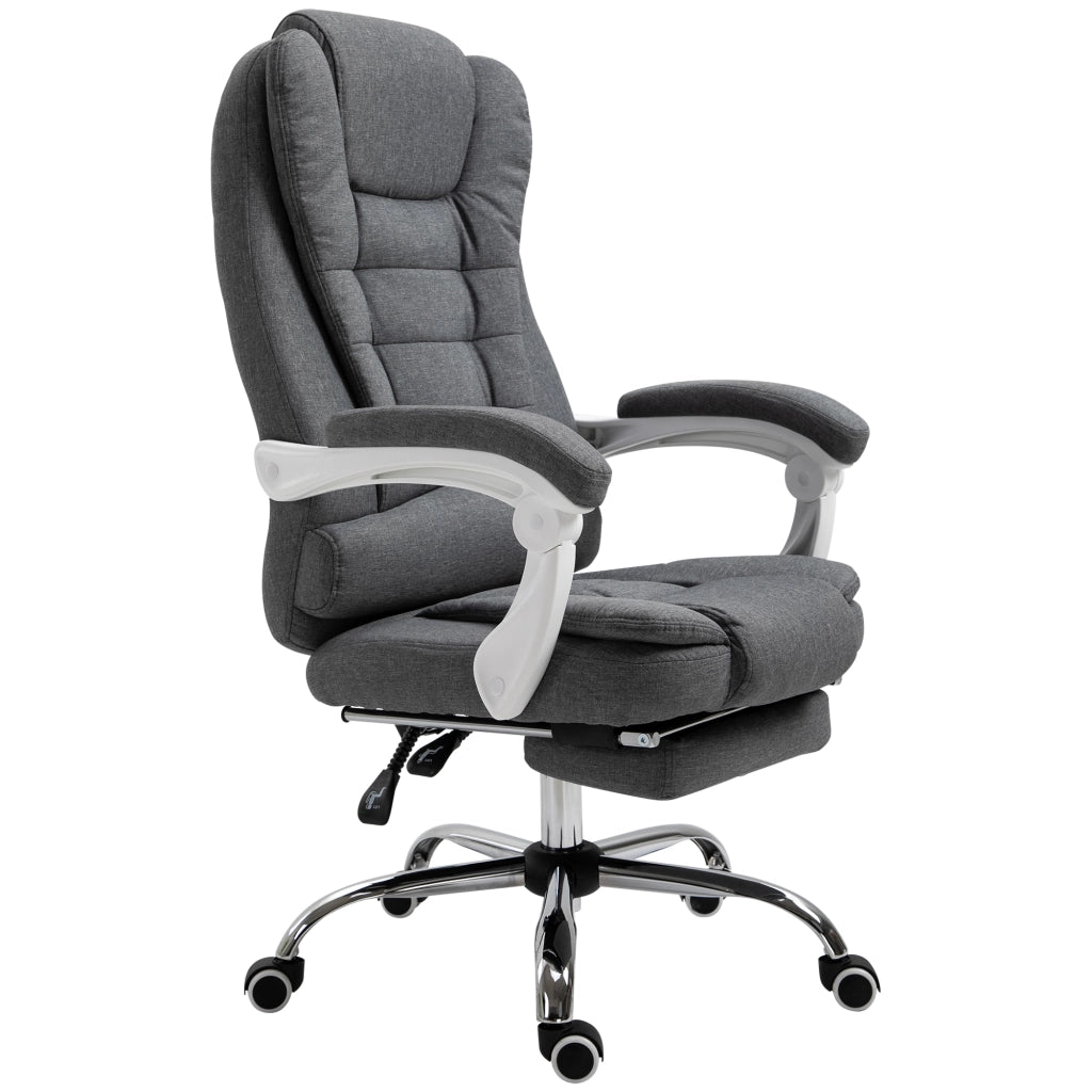 Sedia da ufficio manager con poggiapiedi e schienale reclinabile ¨C zephmum ¨C grigio lino