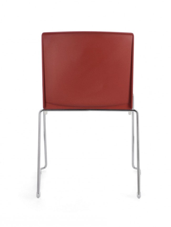 Set 4 Sedie 43,5x50x79 cm Giulia in Poliestere Cromo e Rosso