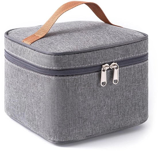 Borsa da picnic 3,5L, Borsa da pranzo piccola, Borsa pieghevole isolata, Borsa termica con rivestimento di pellicola, Borsa da pranzo per la strada, per il lavoro, per la scuola, per il viaggio, per il trasporto di alimenti (grigia, 3,5L)