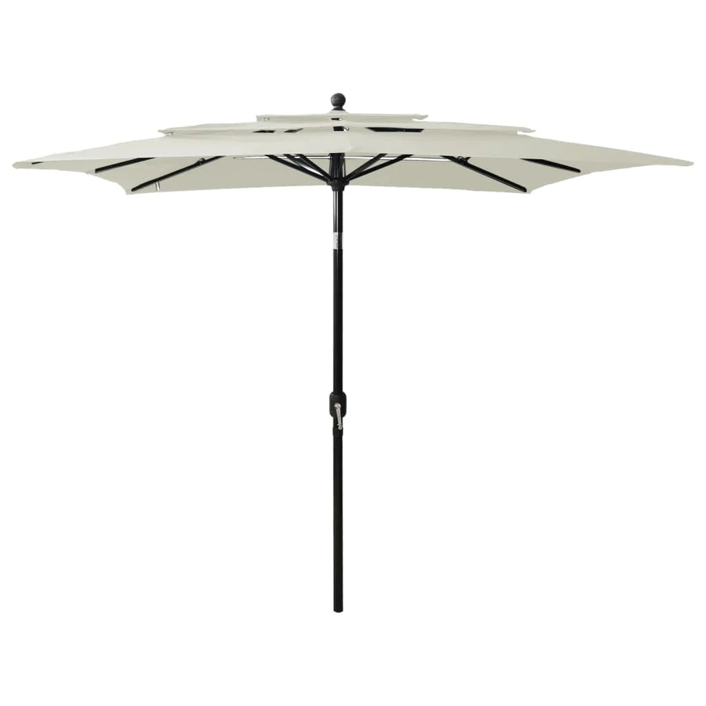 Ombrellone a tre livelli con palo in alluminio 2,5 x 2,5 m colore sabbia 02_0008763