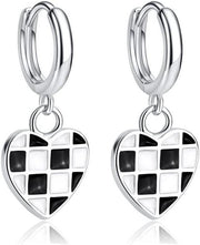 Orecchini a Goccia con Disegno a Tartan in Plastica Hypoallergenica per Donna e Ragazza