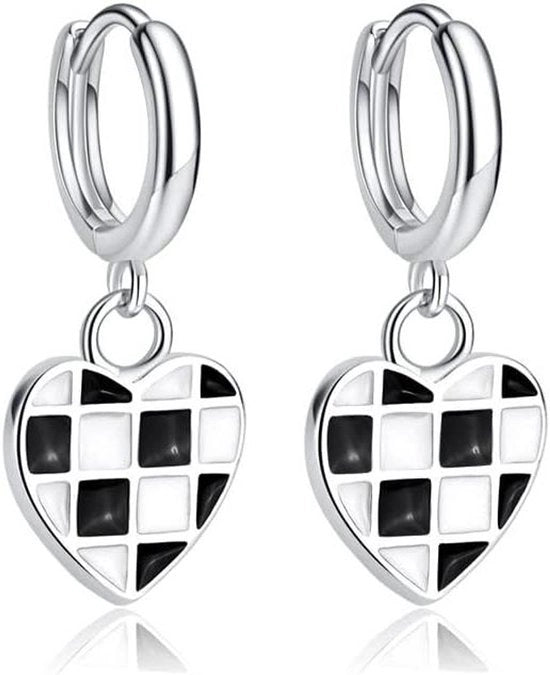 Orecchini a Goccia con Disegno a Tartan in Plastica Hypoallergenica per Donna e Ragazza