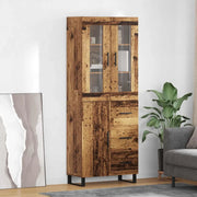Credenza 2 pcs Legno vecchio Legno Stratificato e Vetro
