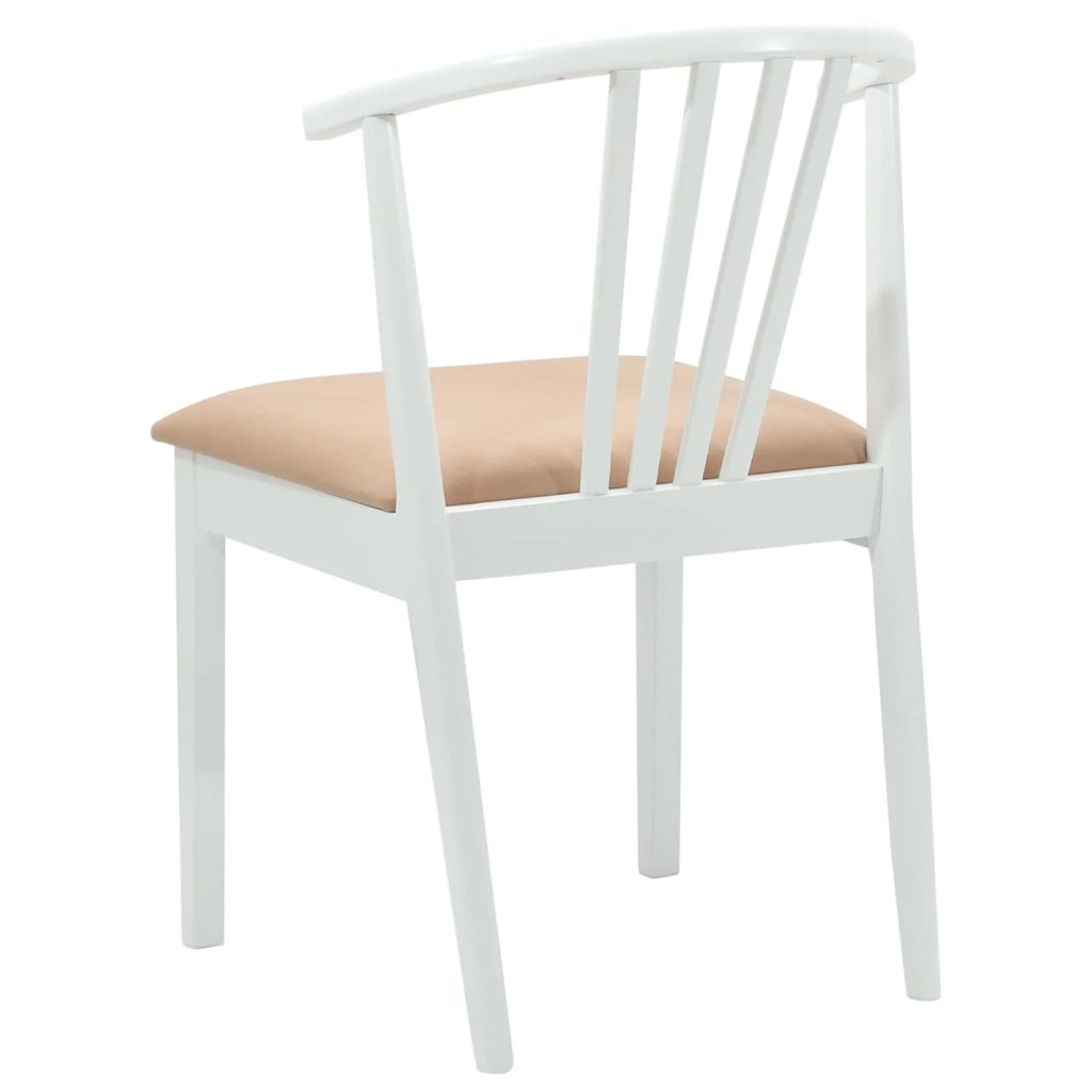 Sedia da pranzo 2 pcs Bianco e marrone Legno di gomma massiccio